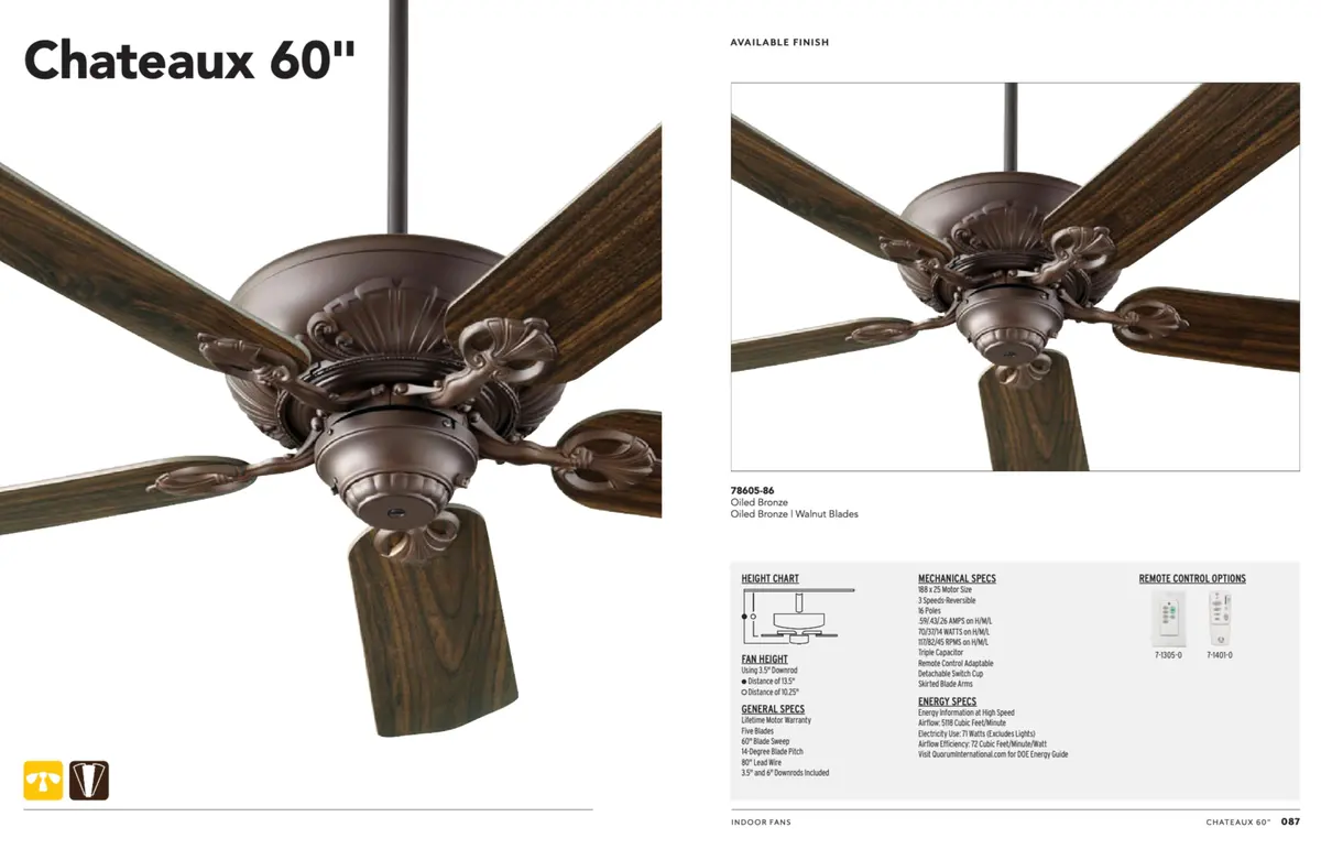Quorum Chateaux 60" Indoor Pull Chain Ceiling Fan In Oiled Bronze 2