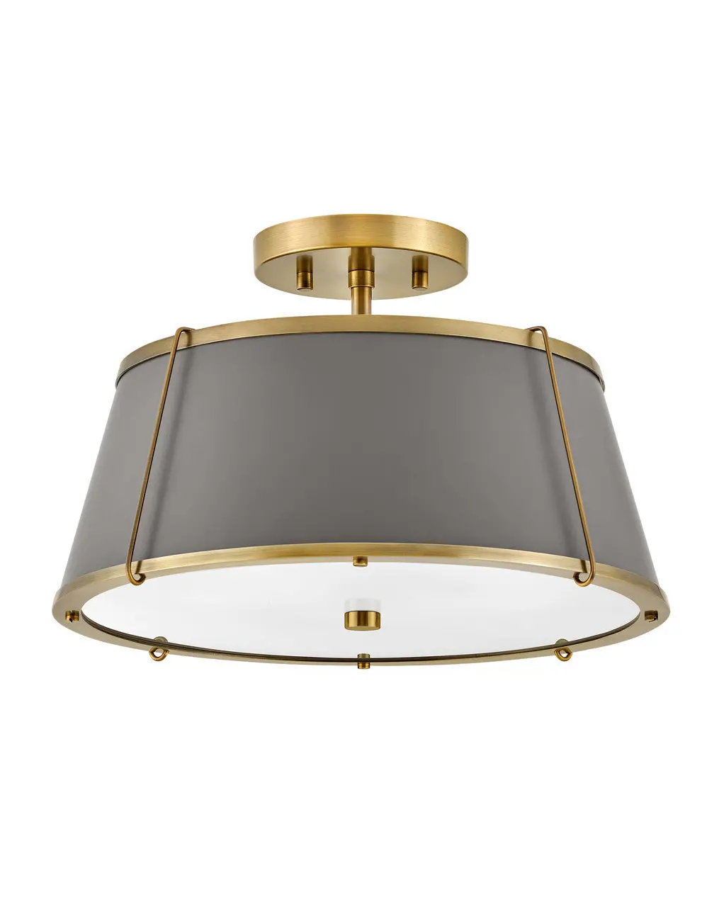 Clarke Led Semi-Flush Mount In Lacquered Dark Brass 1