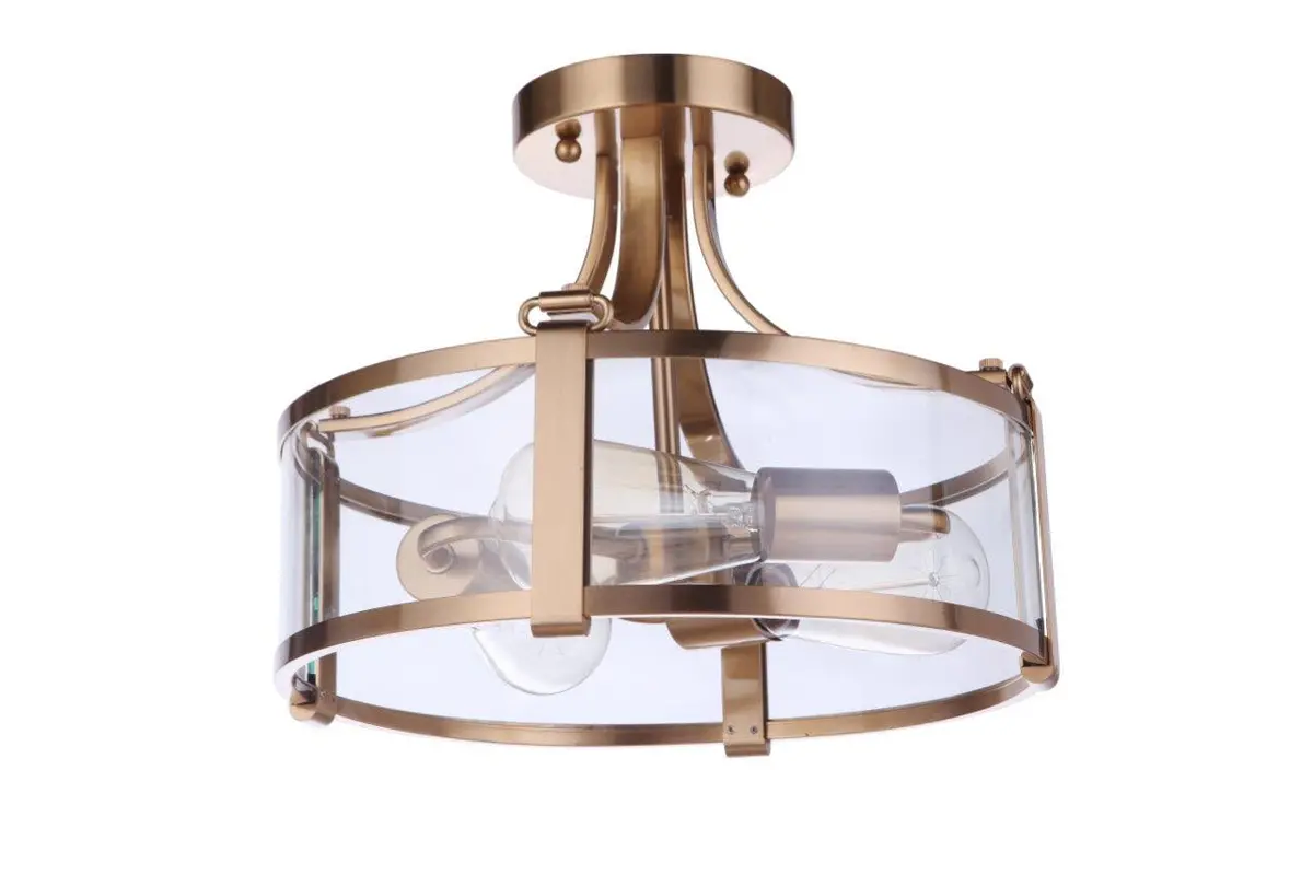 Elliot Three Light Semi Flush Mount In Satin Brass - Discontinued 1