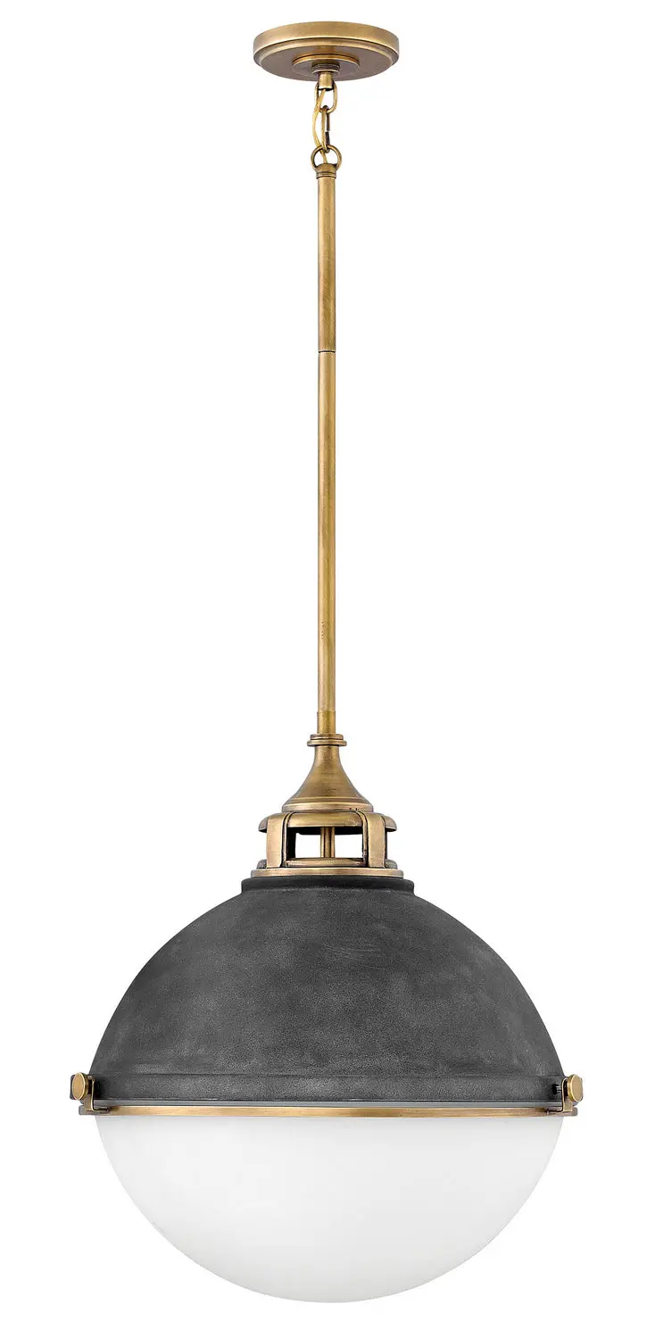 Fletcher Led Pendant In Aged Zinc 1