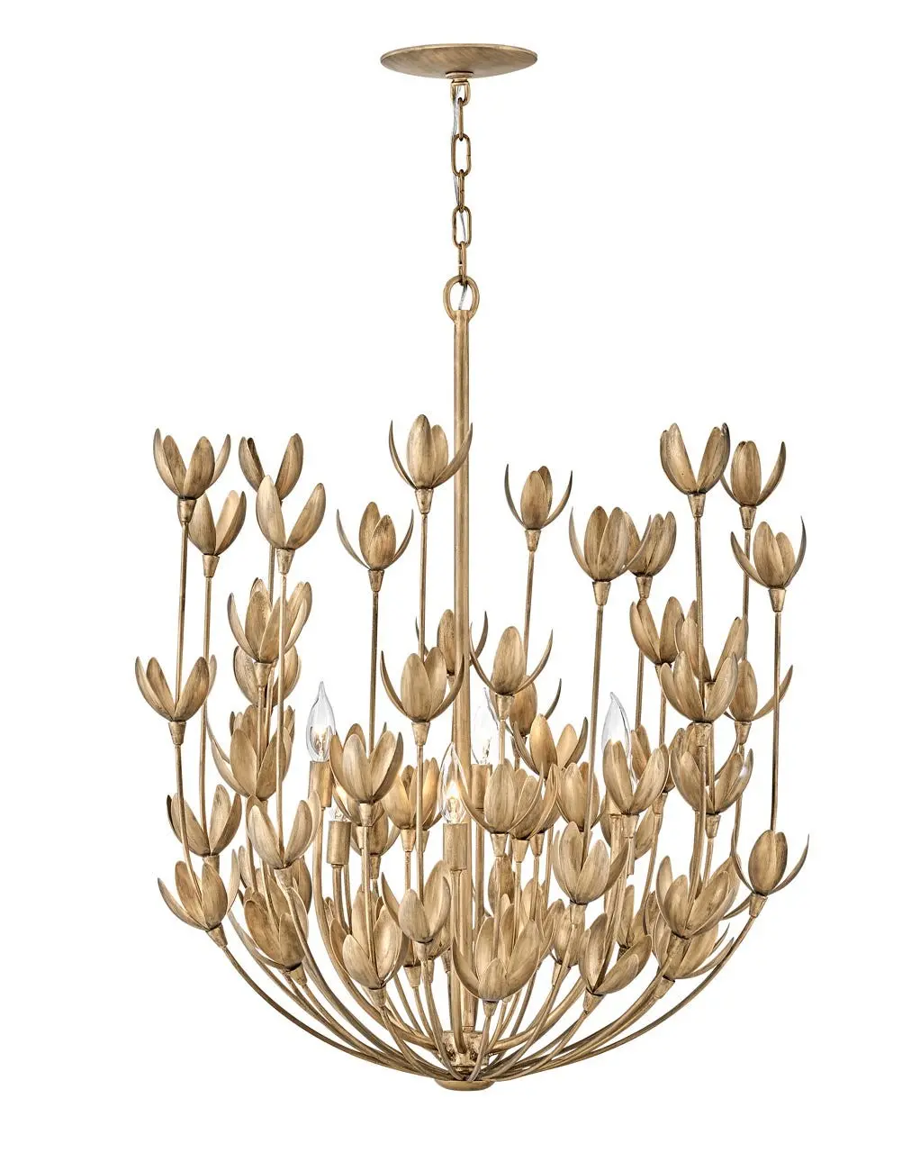 Flora Led Chandelier In Burnished Gold 1