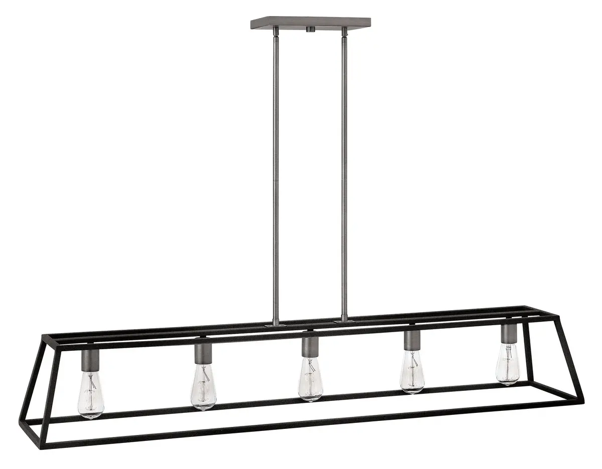 Fulton Led Linear Chandelier In Aged Zinc 1