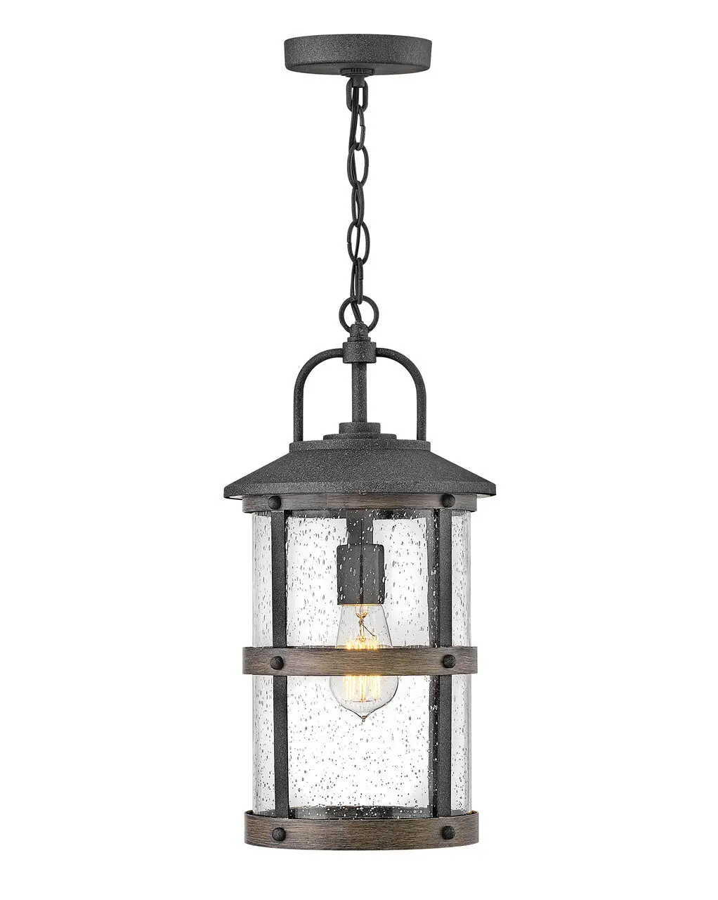 Lakehouse Led Hanging Lantern In Aged Zinc 1