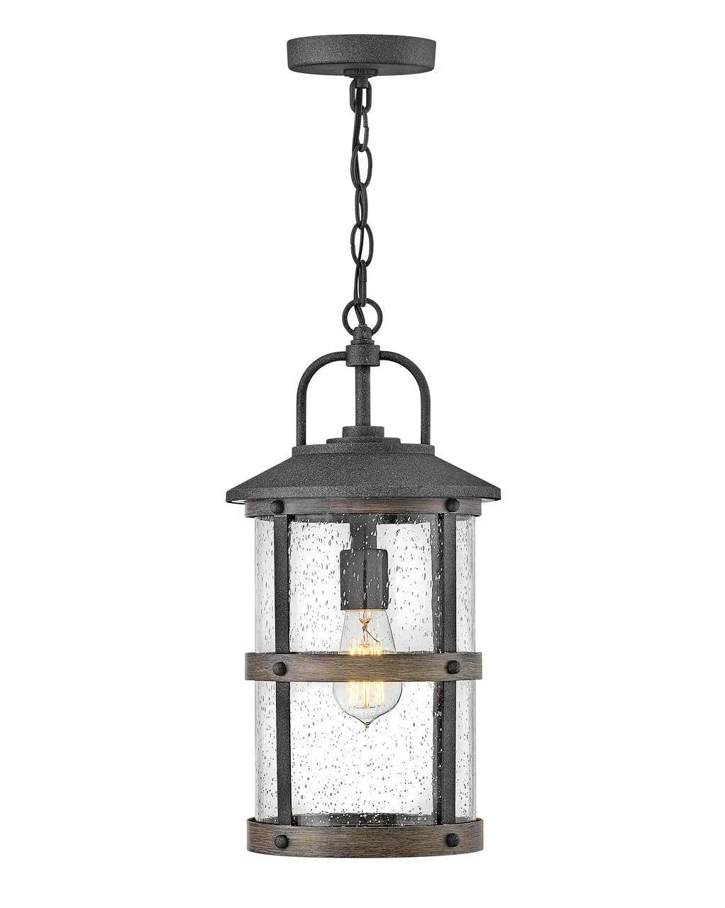 Lakehouse Led Hanging Lantern In Aged Zinc 1