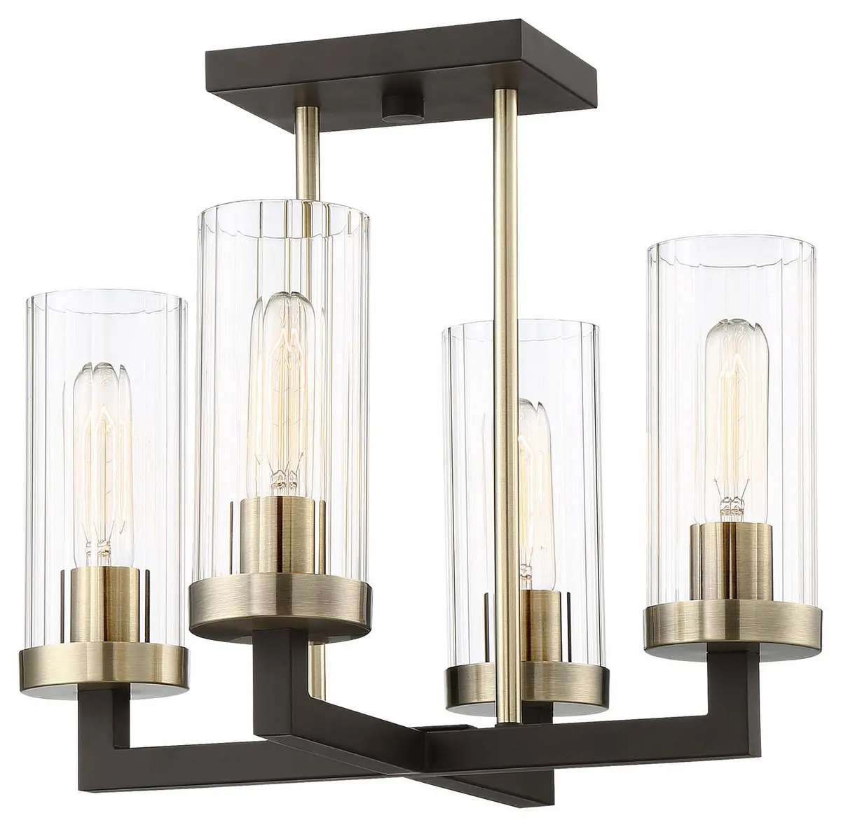 Minka Lavery Ainsley Court Four Light Semi Flush Mount In Aged Kinston Bronze With Brushed Brass 1