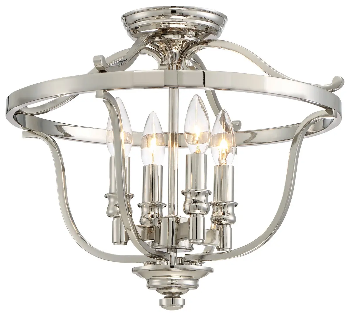 Minka Lavery Audreys Point Four Light Semi Flush Mount In Polished Nickel 1