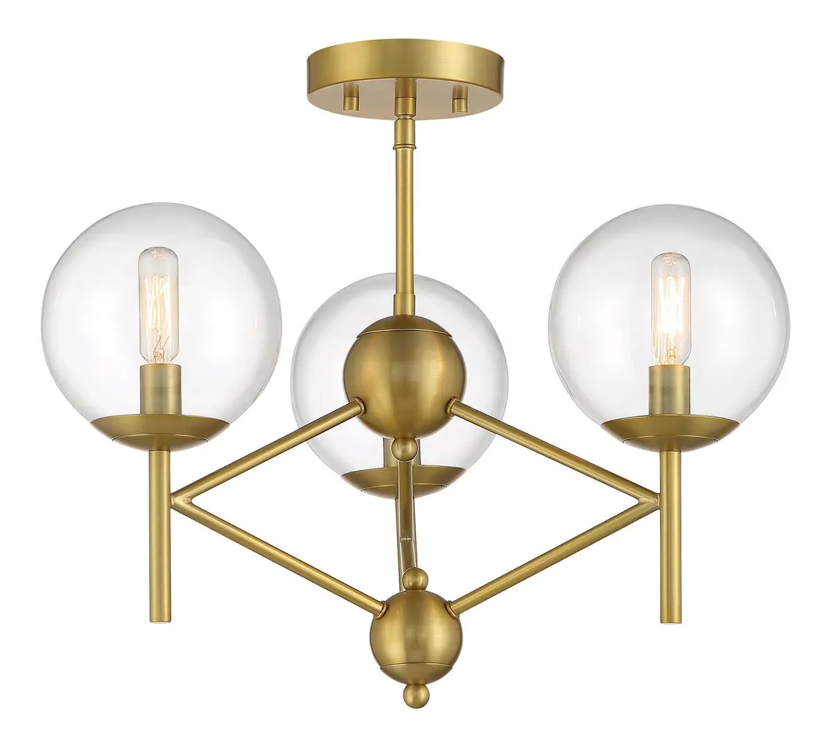 Minka Lavery Auresa Three Light Semi Flush Mount In Soft Brass 1