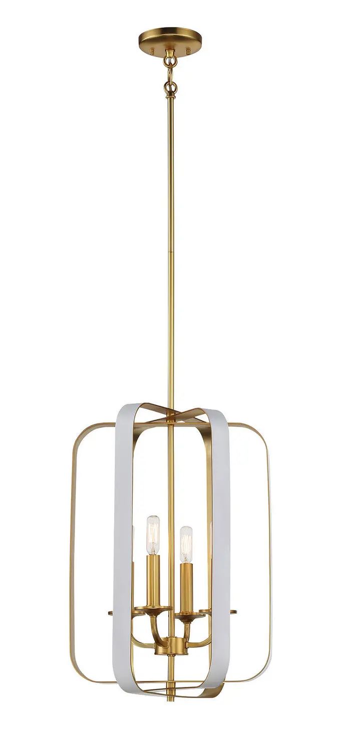 Minka Lavery Aureum Four Light Pendant In Matte White With Honey Goldd 1