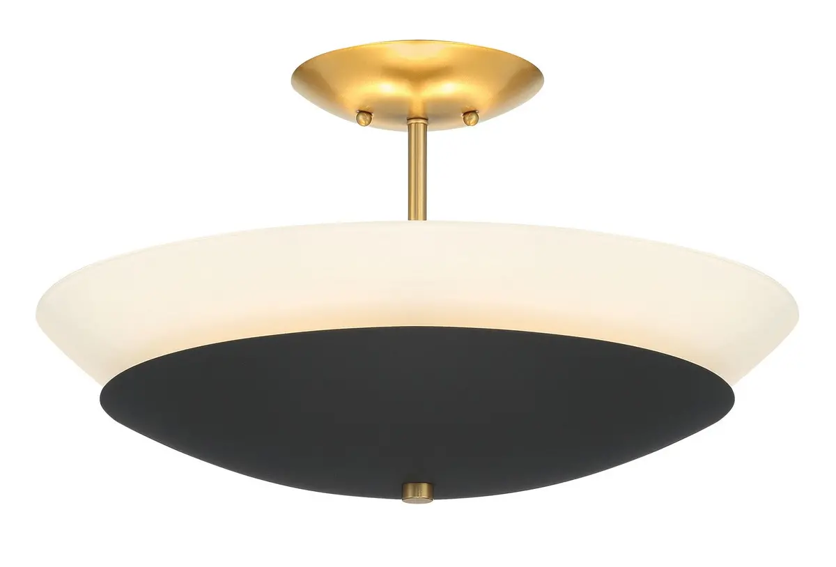 Minka Lavery Bax Three Light Flush Mount In Sand Coal And Soft Brass 1