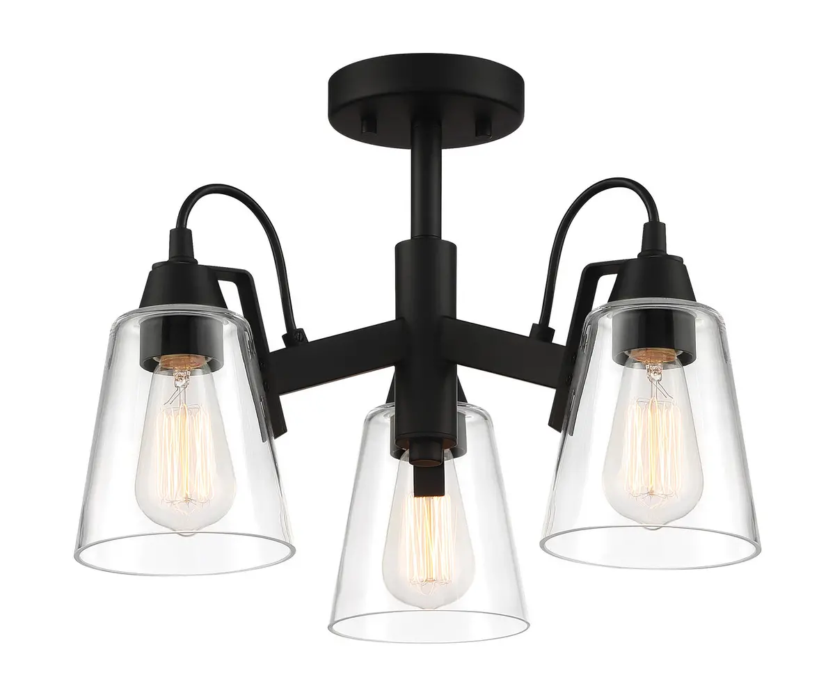 Minka Lavery Beckonridge Three Light Semi Flush Mount In Coal 1