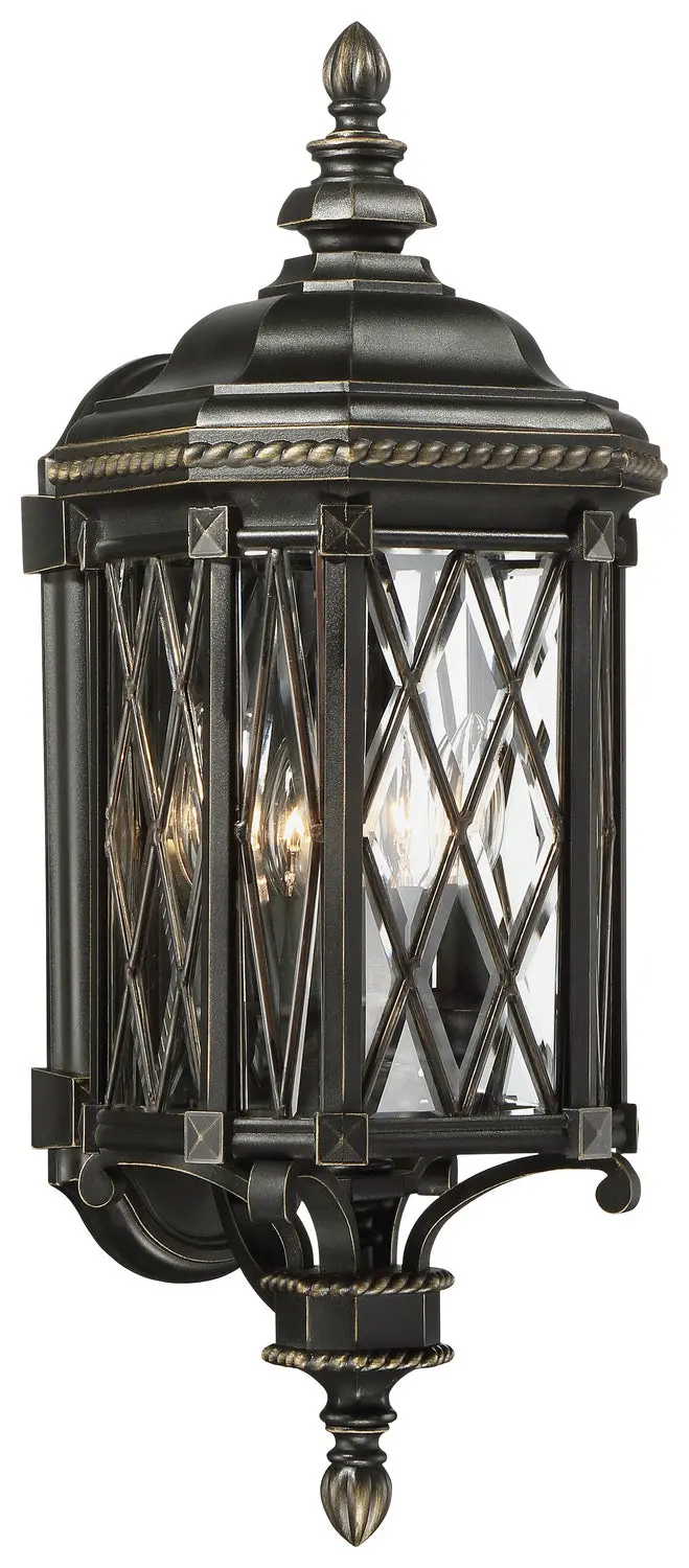 Minka Lavery Bexley Manor Four Light Outdoor Wall Mount In Coal With Gold Highlights 1