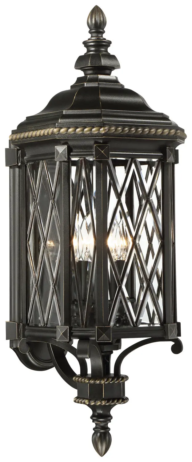 Minka Lavery Bexley Manor Four Light Outdoor Wall Mount In Coal With Gold Highlights 1