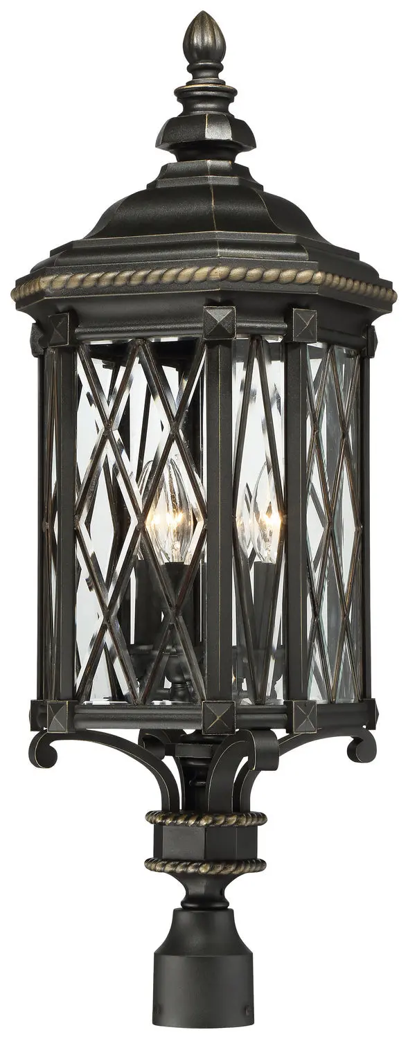 Minka Lavery Bexley Manor Four Light Post Mount In Coal With Gold Highlightsights 1