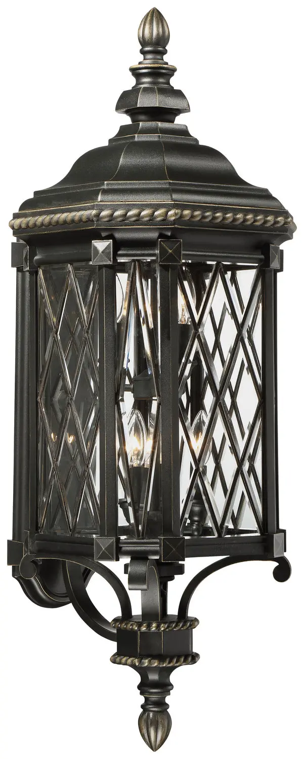 Minka Lavery Bexley Manor Six Light Outdoor Wall Mount In Coal With Gold Highlights 1