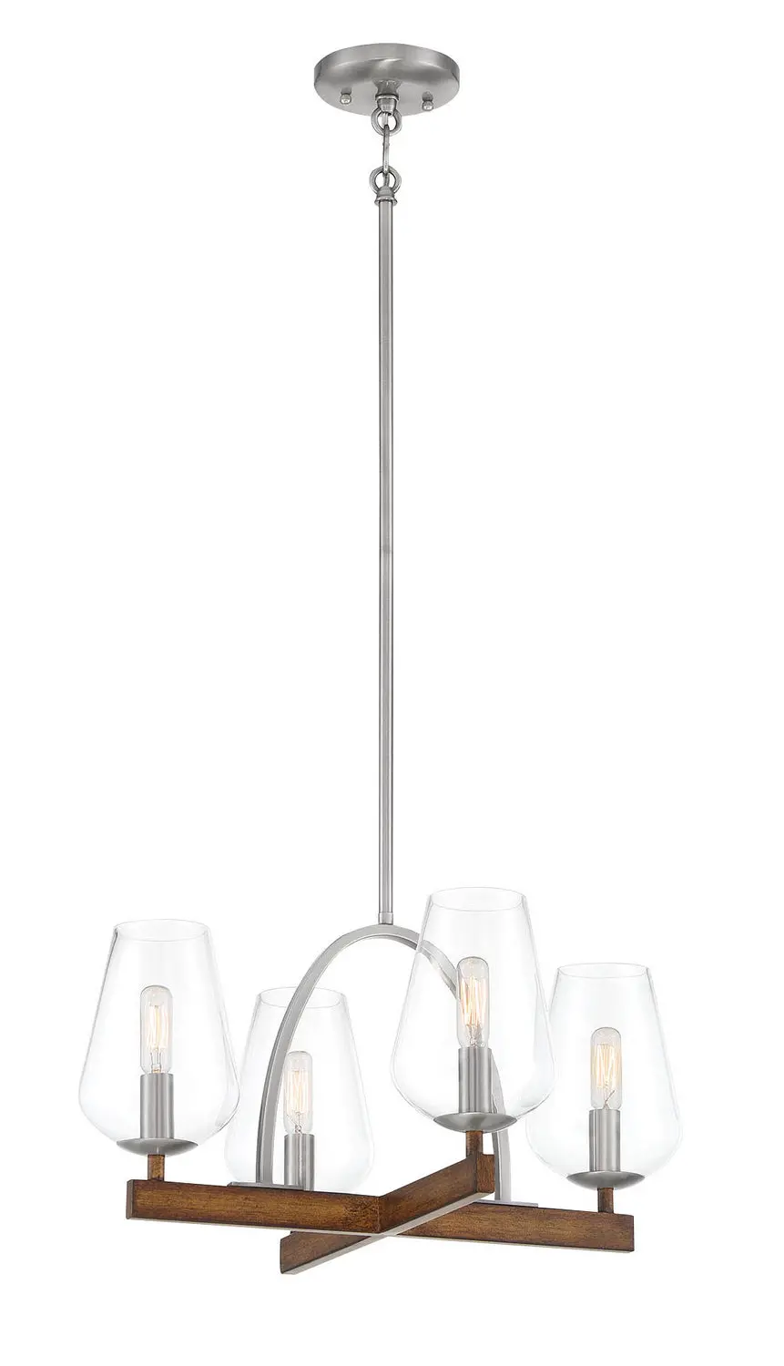 Minka Lavery Birnamwood Four Light Convetible Chandelier / Semi Flush In Koa Wood With Pewter 1