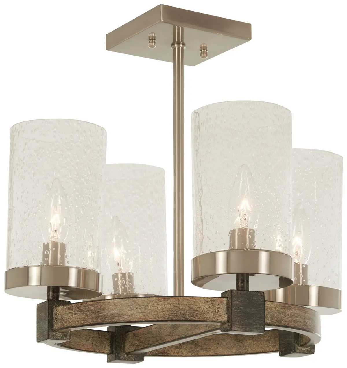 Minka Lavery Bridlewood Four Light Semi Flush Mount In Stone Grey With Brushed Nickell 1