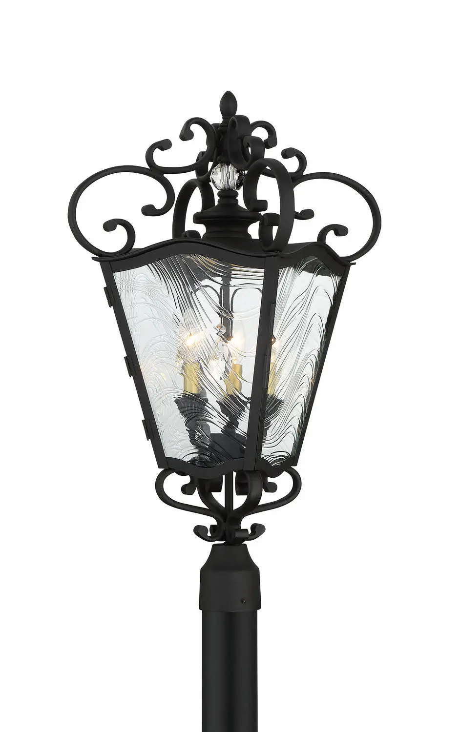 Minka Lavery Brixton Ivy Three Light Outdoor Post Mount In Coal With Honey Goldd Highlight 1