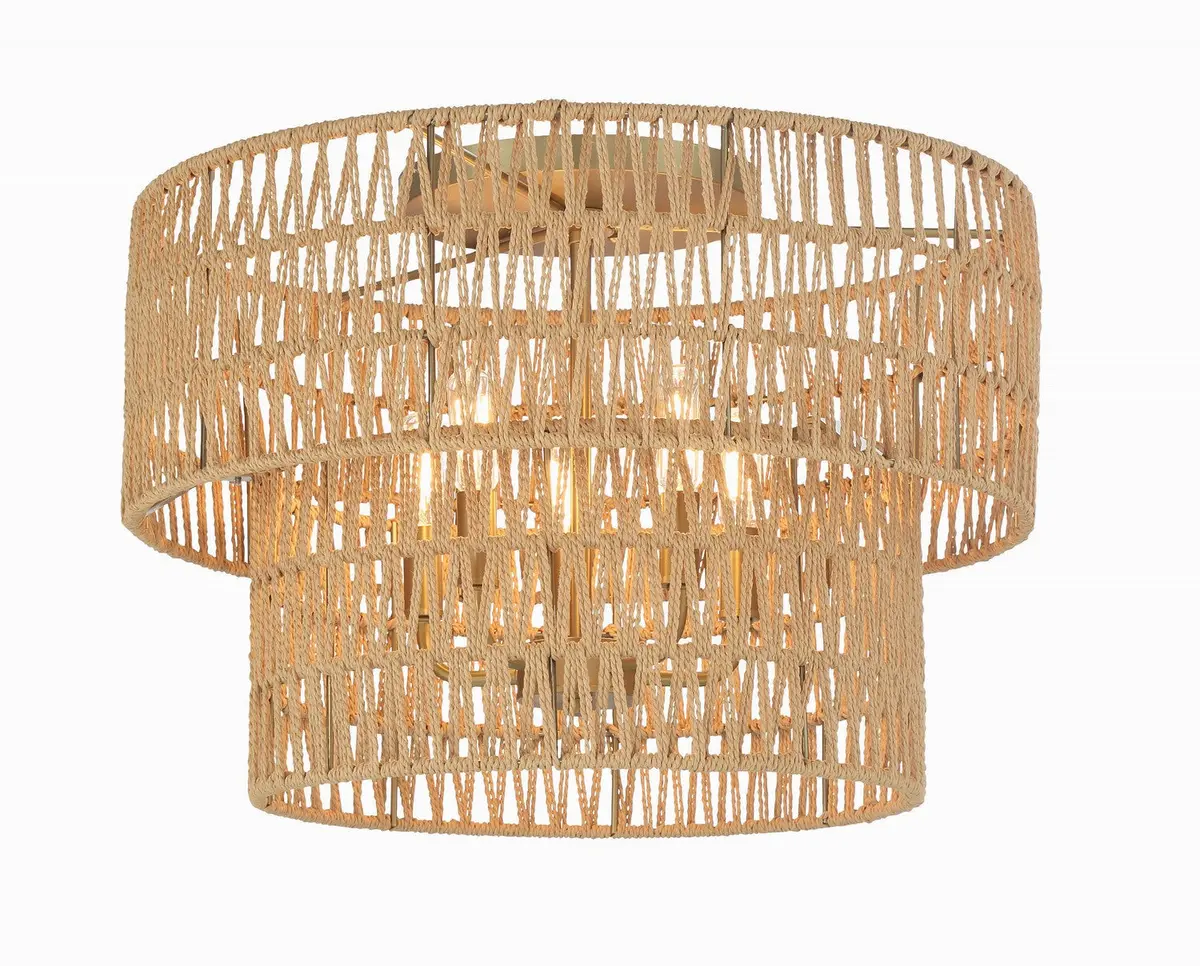 Minka Lavery Bungalow Heaven Five Light Flush Mount In Soft Brass 1