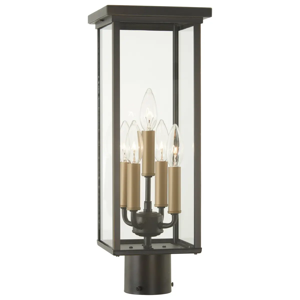 Minka Lavery Casway Five Light Post Mount In Oil Rubbed Bronze With Gold Highlights 1