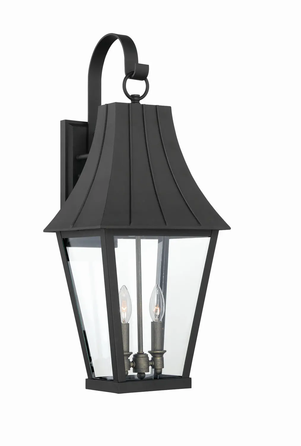 Minka Lavery Chateau Grande Two Light Outdoor Lantern In Coal With Gold Highlights 1