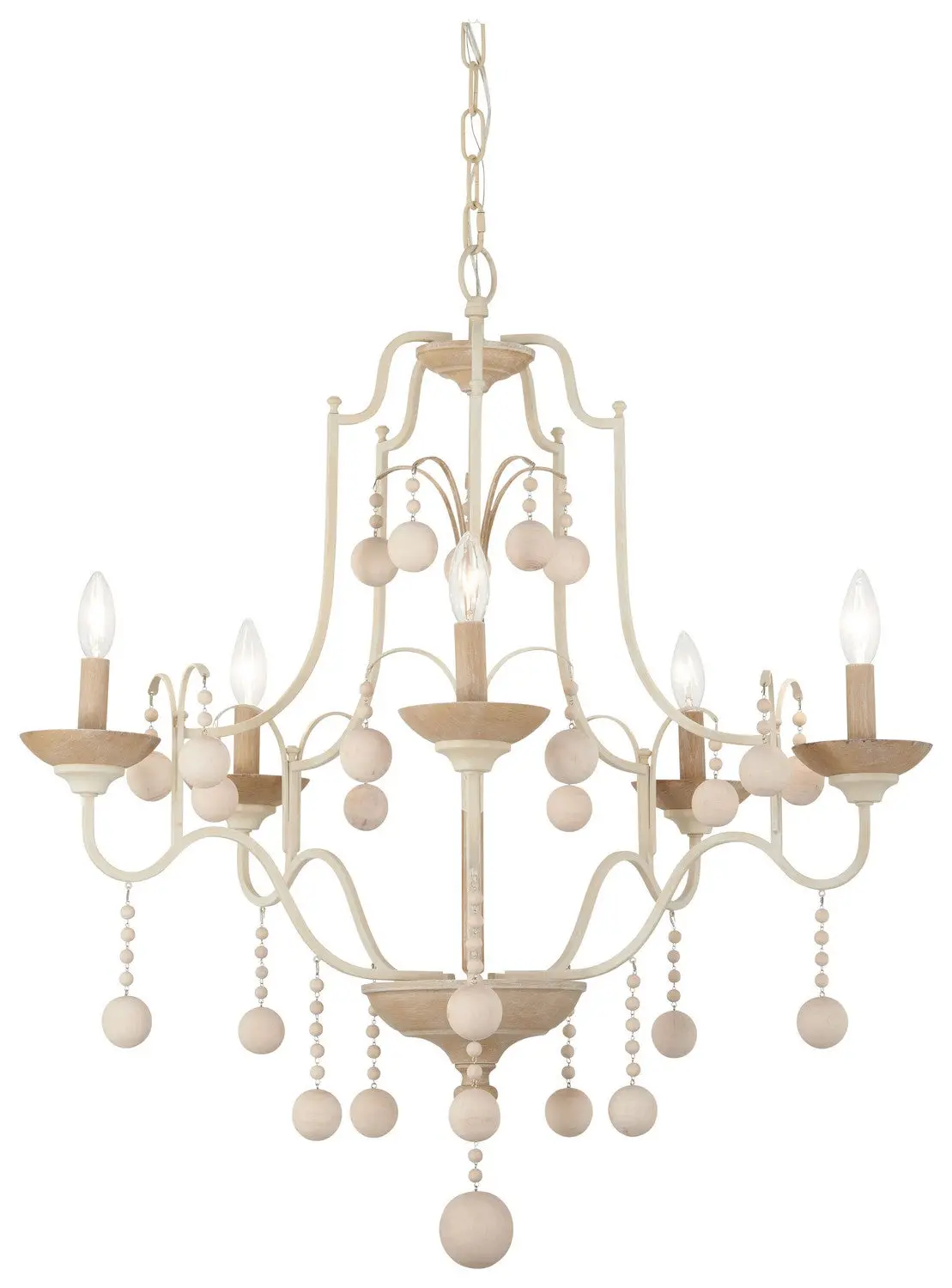 Minka Lavery Colonial Charm Five Light Chandelier In White Wash & Sun Dried Clay 1