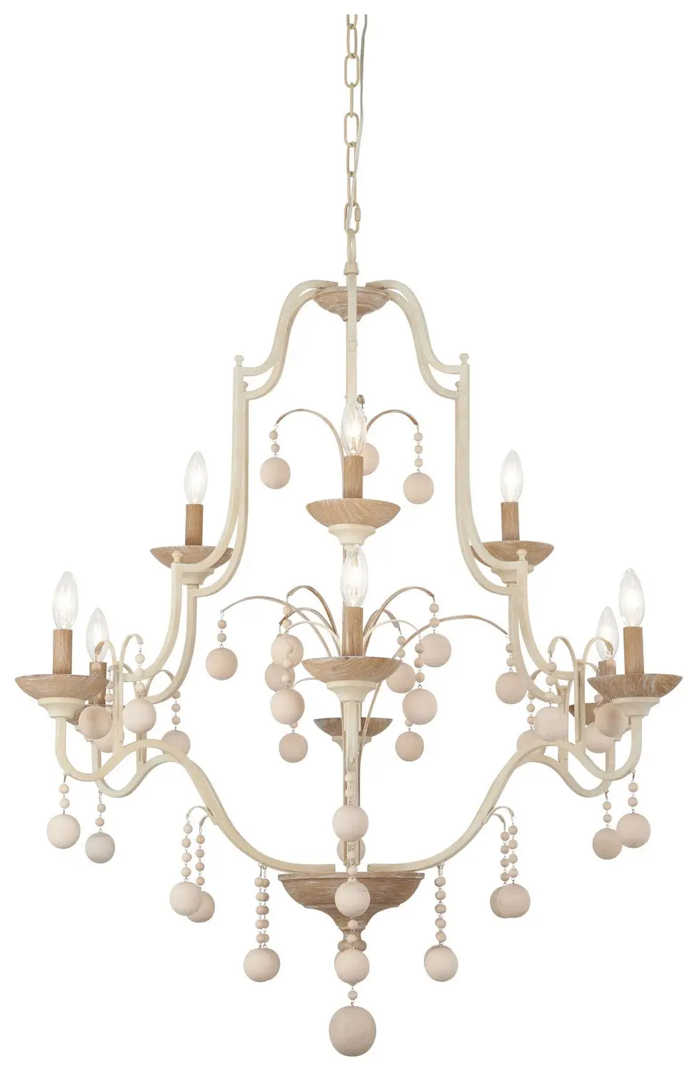 Minka Lavery Colonial Charm Nine Light Chandelier In White Wash & Sun Dried Clay 1