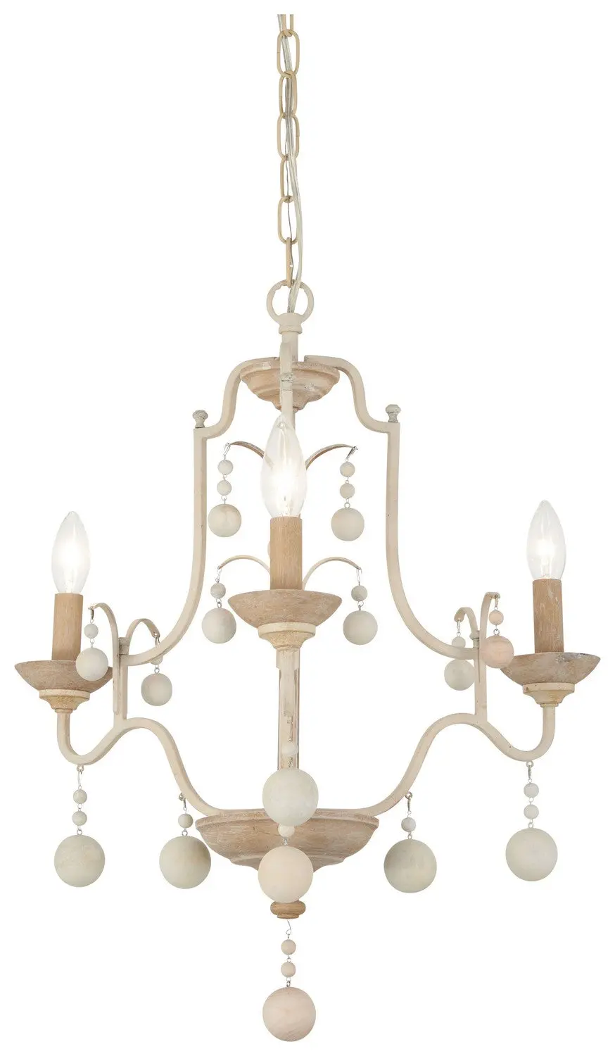 Minka Lavery Colonial Charm Three Light Chandelier In White Wash & Sun Dried Clay 1