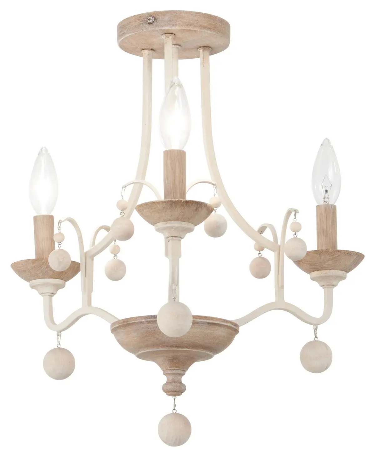 Minka Lavery Colonial Charm Three Light Semi Flush Mount In White Wash & Sun Dried Clay 1