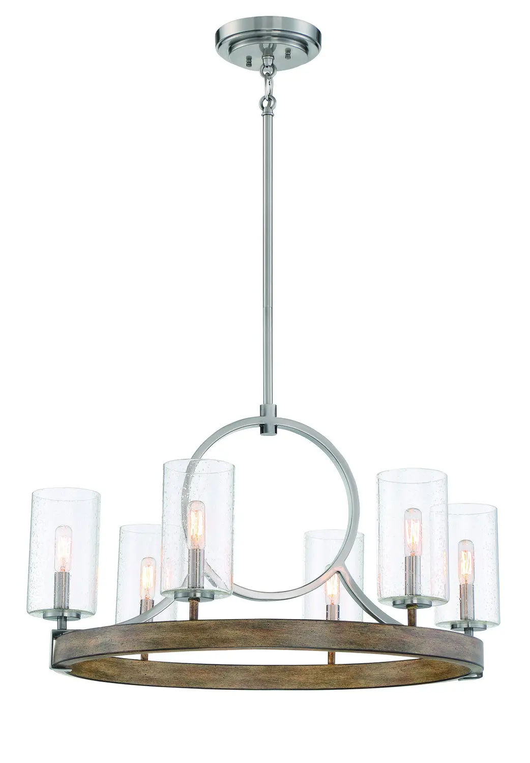 Minka Lavery Country Estates Six Light Chandelier In Sun Faded Wood With Brushed Nickel 1