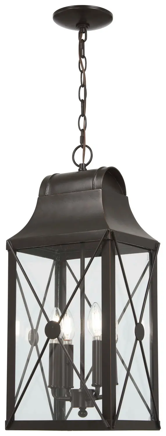 Minka Lavery De Luz Four Light Outdoor Chain Hung In Oil Rubbed Bronze With Gold Highlights 1