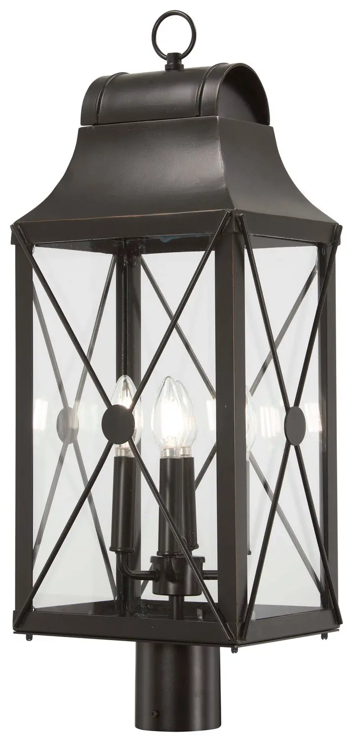 Minka Lavery De Luz Four Light Outdoor Post Mount In Oil Rubbed Bronze With Gold Highlights 1