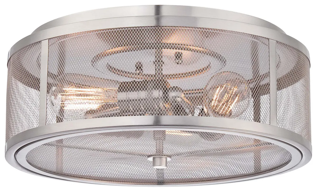 Minka Lavery Downtown Edison Three Light Flush Mount In Brushed Nickel 1