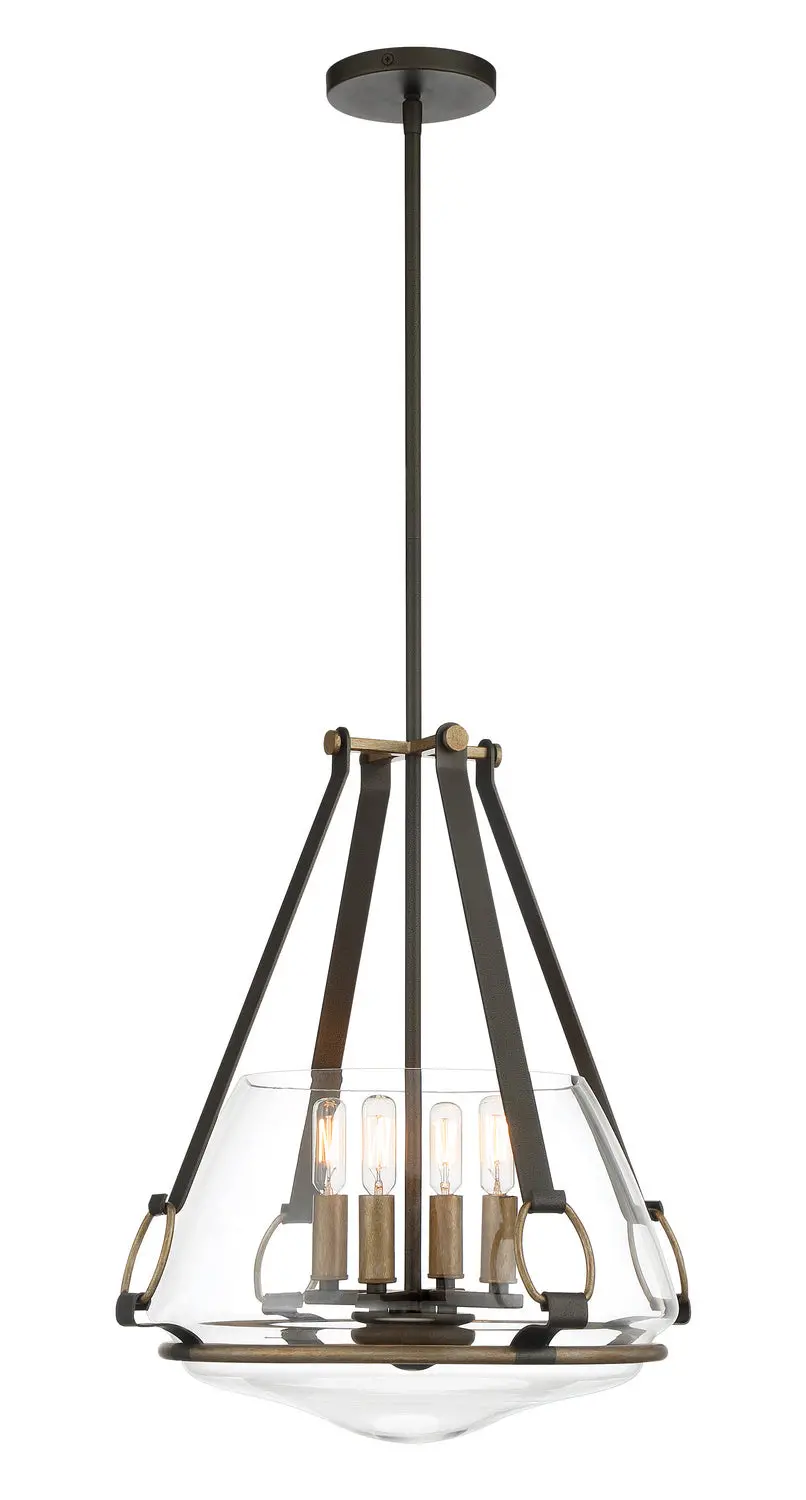 Minka Lavery Eden Valley Four Light Pendant/Semi Flush Mount In Smoked Iron With Aged Gold 1