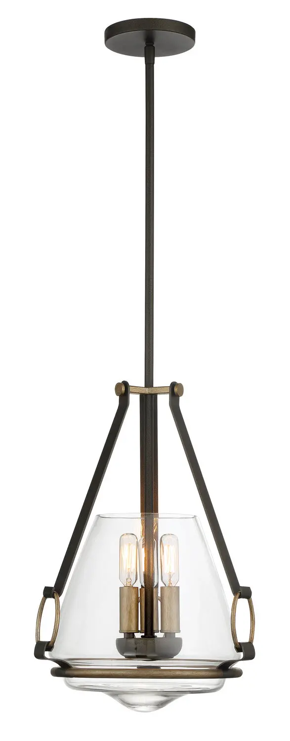 Minka Lavery Eden Valley Three Light Pendant/Semi Flush Mount In Smoked Iron With Aged Gold 1