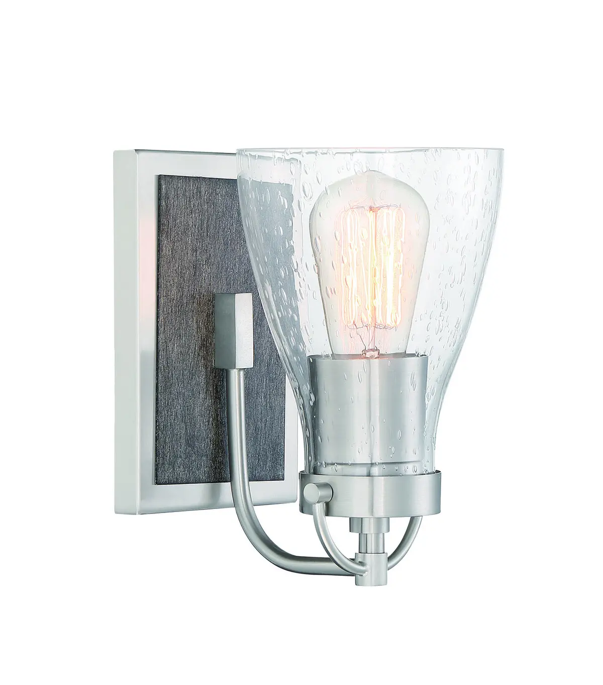 Minka Lavery Garrison One Light Bath In Brushed Nickel With Shale Wood 1