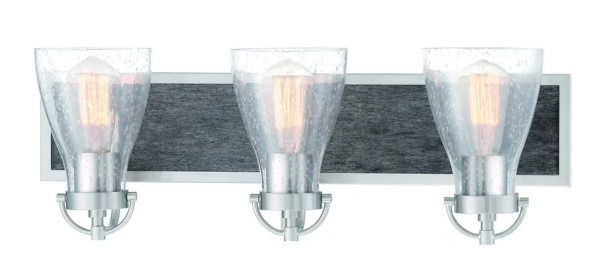 Minka Lavery Garrison Three Light Bath In Brushed Nickel With Shale Wood 1