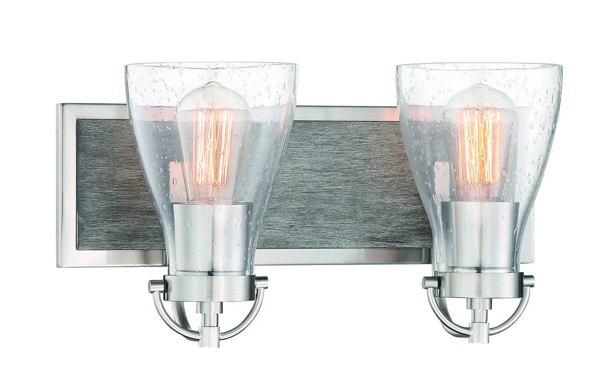 Minka Lavery Garrison Two Light Bath In Brushed Nickel With Shale Wood 1