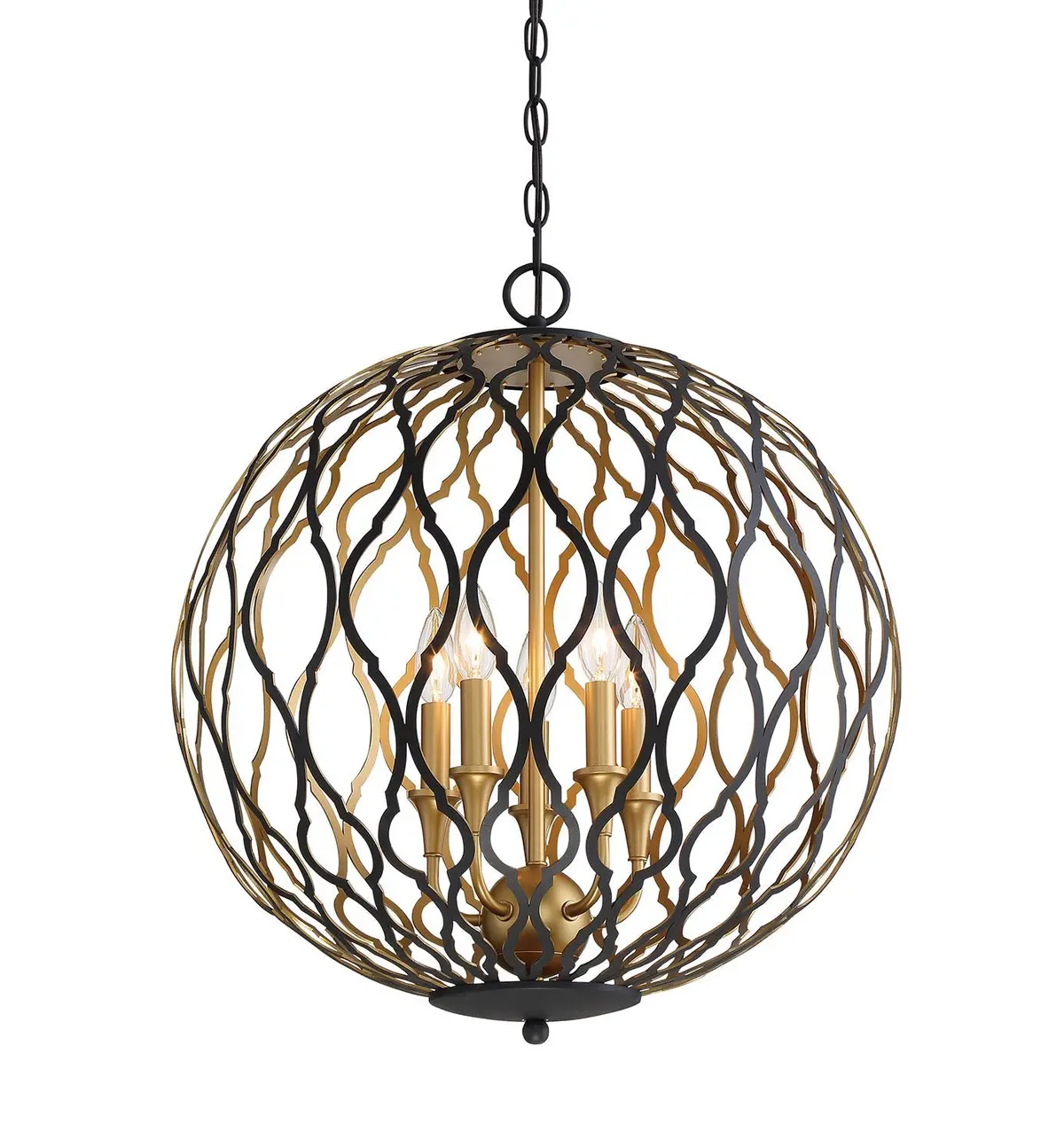 Minka Lavery Gilded Glam Five Light Pendant In Sand Coal With Painted And Pla 1