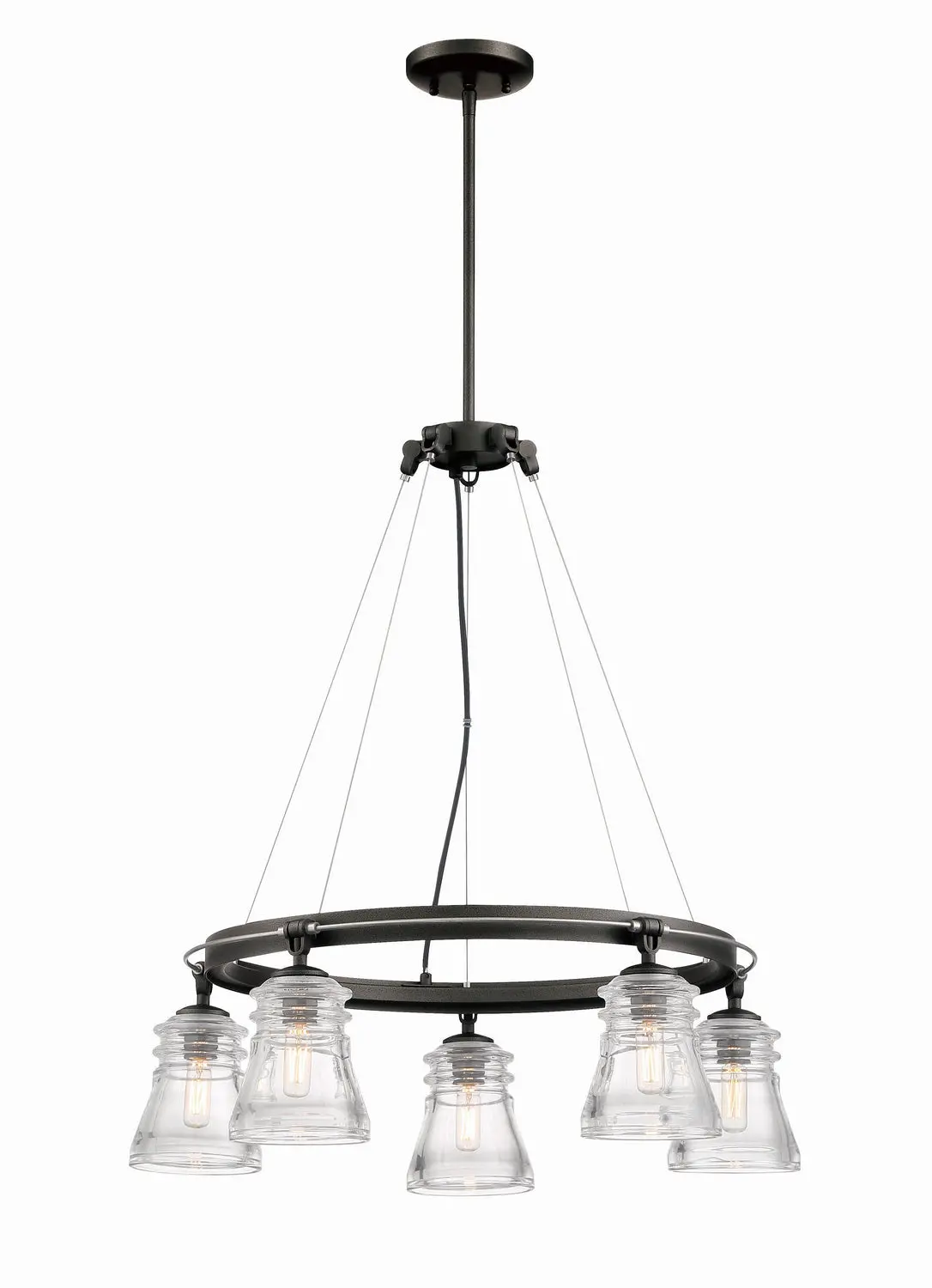 Minka Lavery Graham Avenue Five Light Chandelier In Smoked Iron And Brushed Nickel 1
