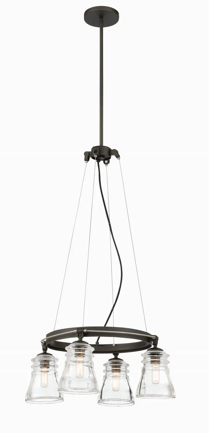 Minka Lavery Graham Avenue Four Light Chandelier In Smoked Iron And Brushed Nickel 1