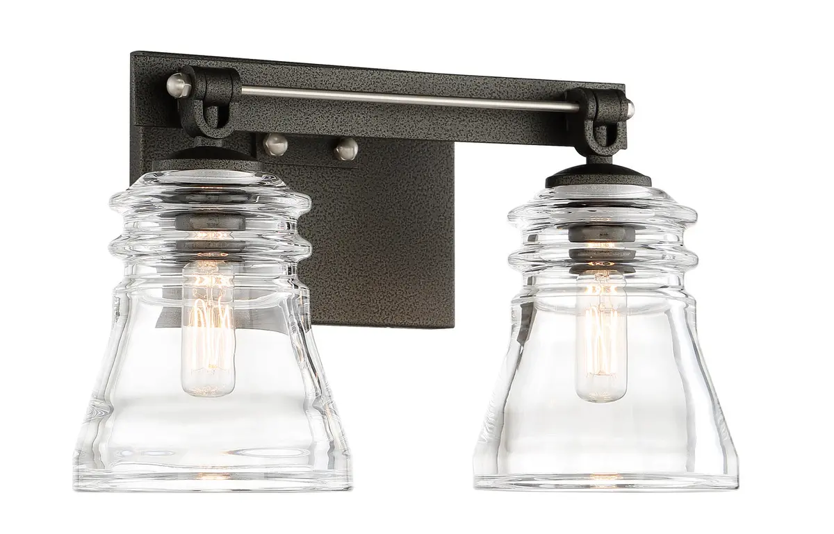 Minka Lavery Graham Avenue Two Light Bath In Smoked Iron And Brushed Nickel 1