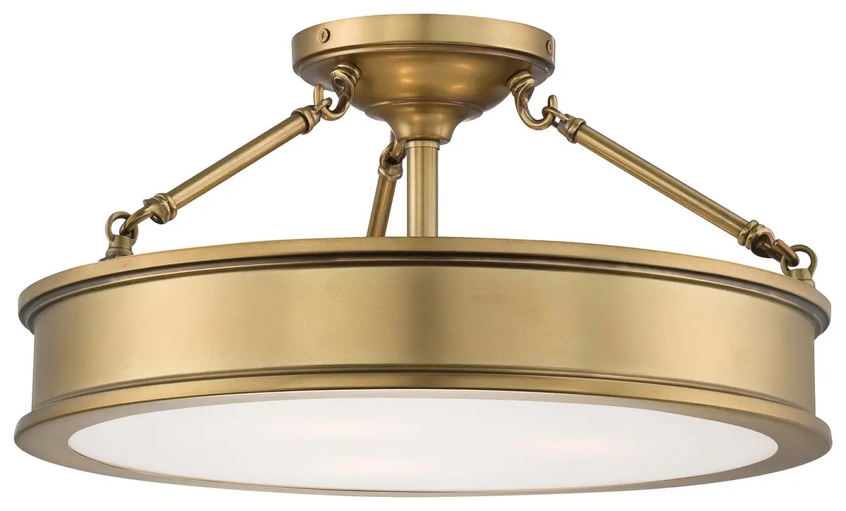 Minka Lavery Harbour Point Three Light Semi Flush Mount In Liberty Gold 1