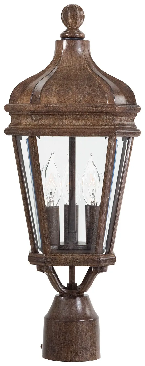 Minka Lavery Harrison Three Light Post Mount In Vintage Rust 1