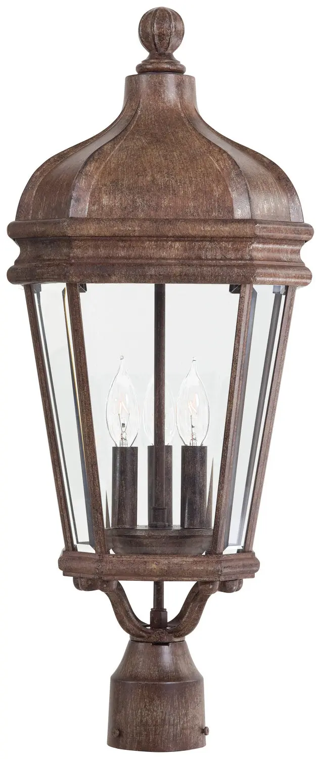 Minka Lavery Harrison Three Light Post Mount In Vintage Rust 1