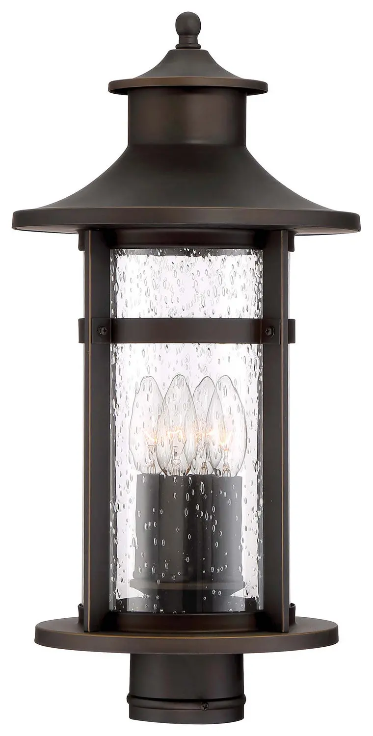 Minka Lavery Highland Ridge Four Light Outdoor Post Mount In Oil Rubbed Bronze With Gold Highlights 1