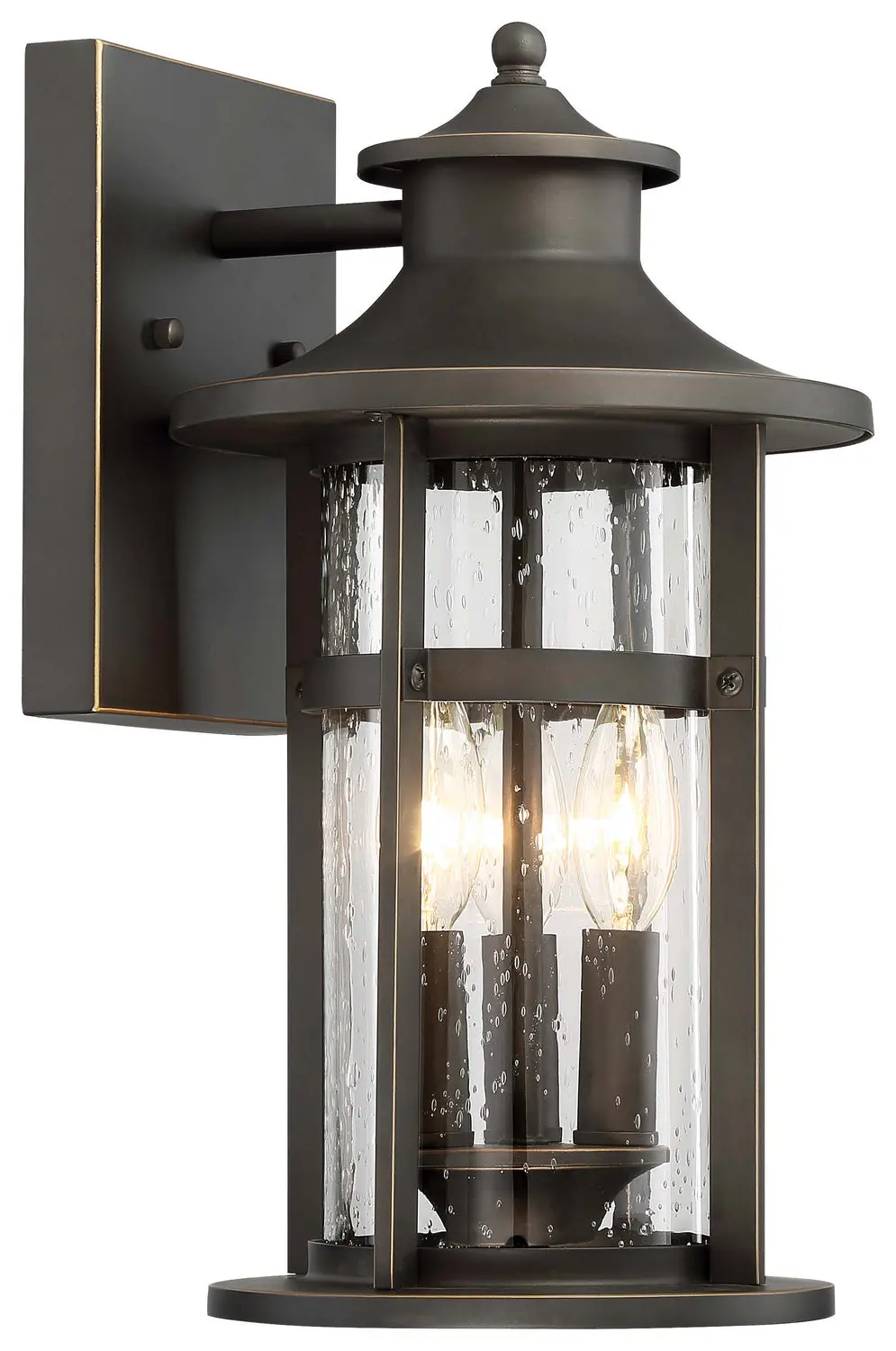 Minka Lavery Highland Ridge Three Light Outdoor Wall Lamp In Oil Rubbed Bronze With Gold Highlights 1