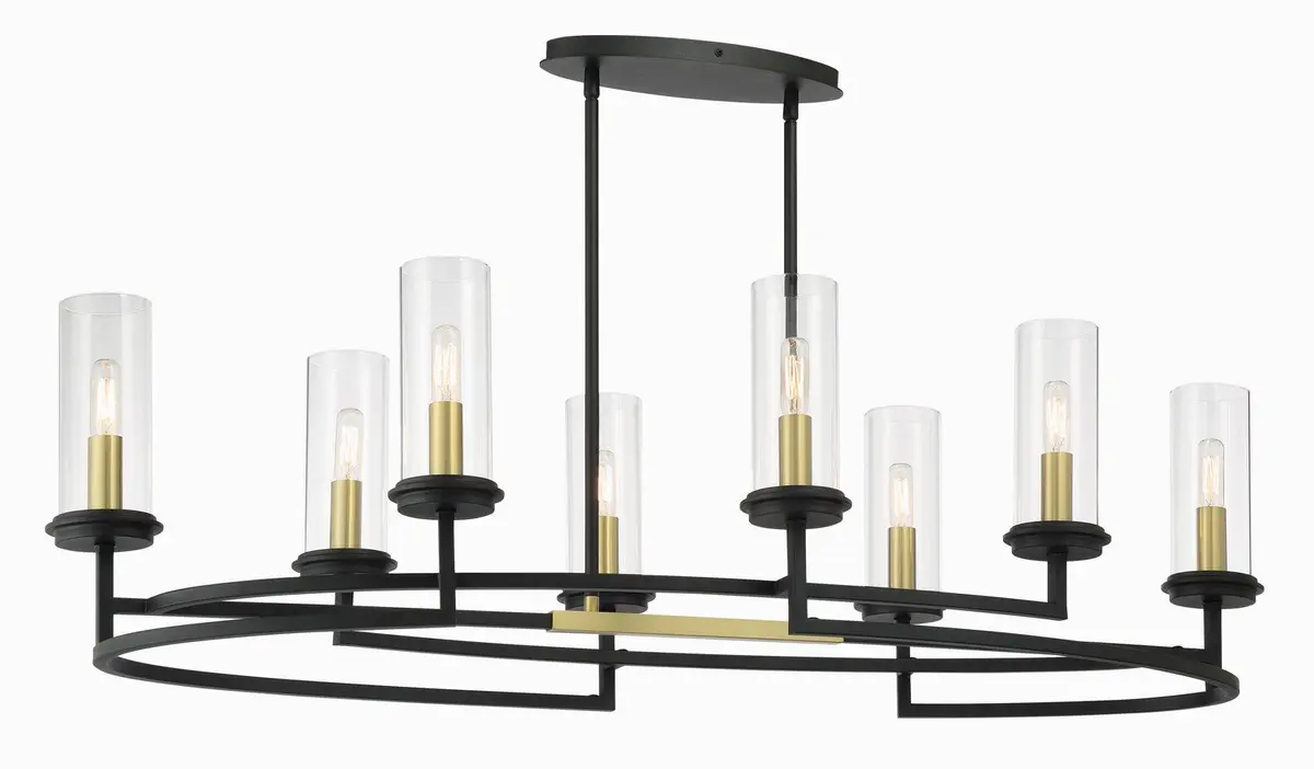 Minka Lavery Hillstone Eight Light Island Pendant In Sand Coal & Soft Brass 1