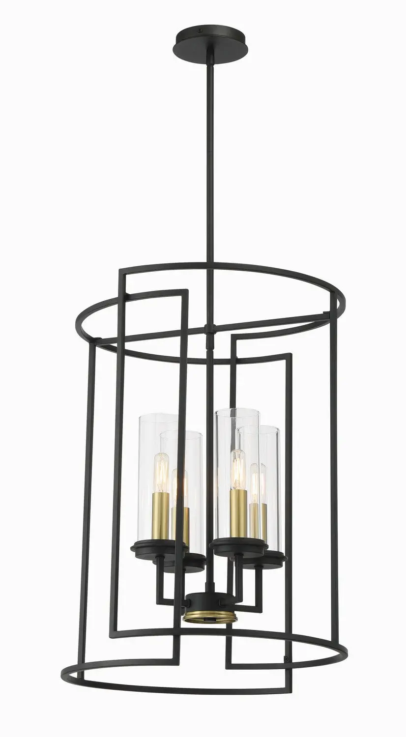 Minka Lavery Hillstone Four Light Pendant In Sand Coal & Soft Brass 1