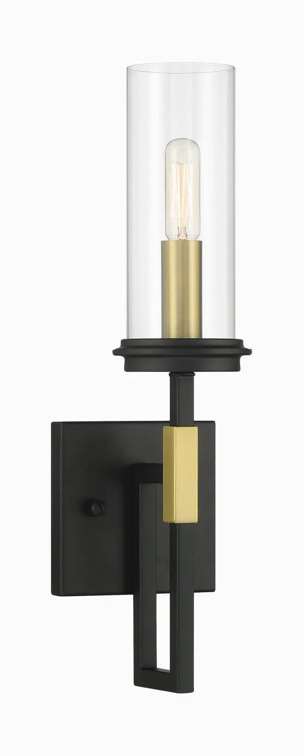 Minka Lavery Hillstone One Light Wall Sconce In Sand Coal & Soft Brass 1