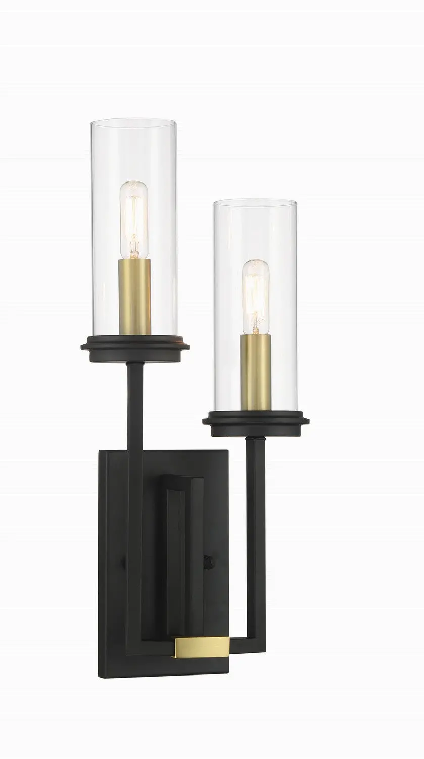 Minka Lavery Hillstone Two Light Wall Sconce In Sand Coal & Soft Brass 1